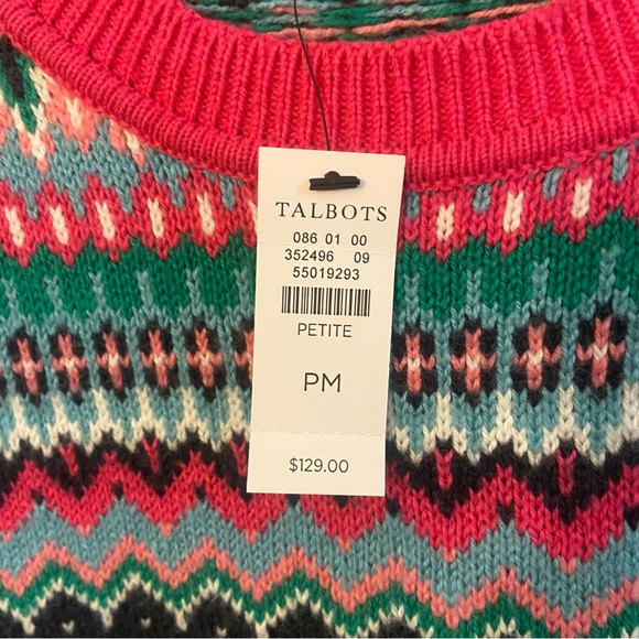 NWT Talbots Navy and Pink Sweater Dress Petite Medium - Picture 4 of 9